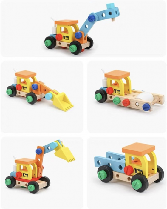 Set Geanta cu scule si unelte, de constructie masini, din lemn [12]