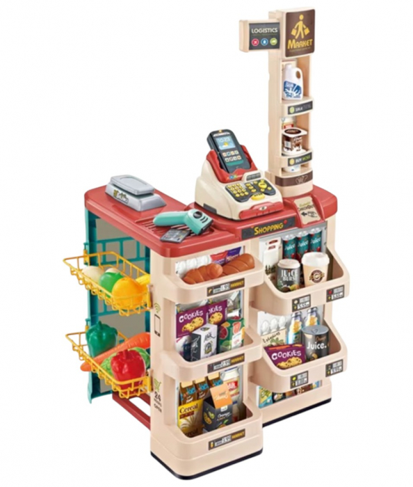 Set Home Supermarket 668-78 pentru Copii cu 33 de Accesorii, cu Sunete si Lumini