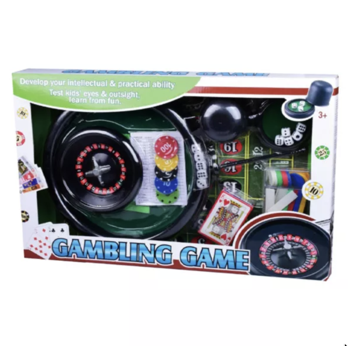 Set Joc De Societate Casino Ruleta Mare Zaruri Cu Cupa Carti Si Jetoane [2]