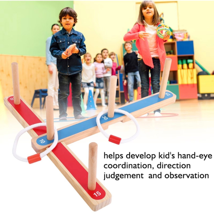 Set jocuri de societate Rings, pentru interior si exterior, din lemn [2]