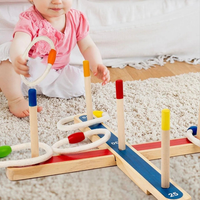 Set jocuri de societate Rings, pentru interior si exterior, din lemn [4]