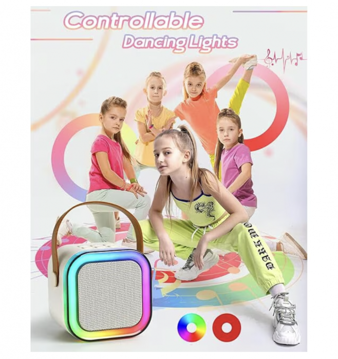 Set Karaoke cu Boxa Difuzor cu Microfon Wireless, cu bluetooth, acumulator, negru [6]