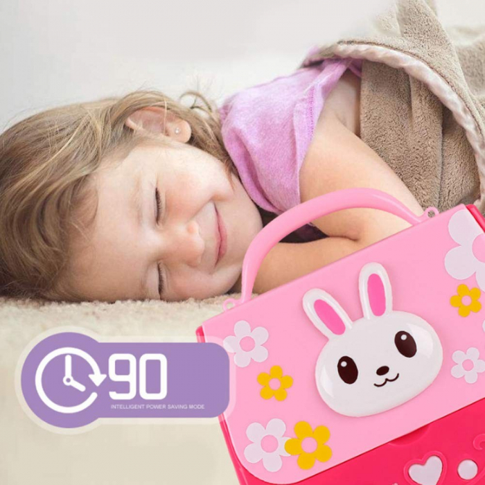 Set karaoke cu geanta muzicala si microfon MP3, cu sunete si lumini - roz cu alb [11]