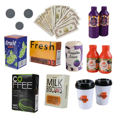 Set magazin de jucarie copii cu lada pe roti, scaner cu sunet si accesorii, galben [5]