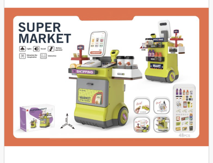 Set magazin de jucarie copii cu lada pe roti, scaner cu sunet si accesorii, vernil [8]