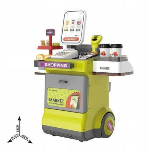 Set magazin de jucarie copii cu lada pe roti, scaner cu sunet si accesorii, vernil [9]