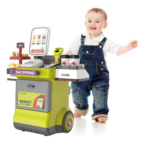 Set magazin de jucarie copii cu lada pe roti, scaner cu sunet si accesorii, vernil [2]