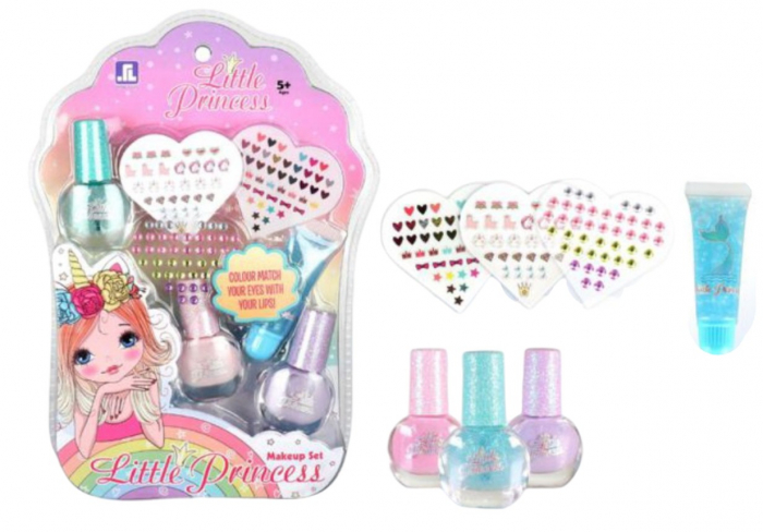 Set Manichiura Little Princess cu Lipgloss, Oje si Abtibilduri