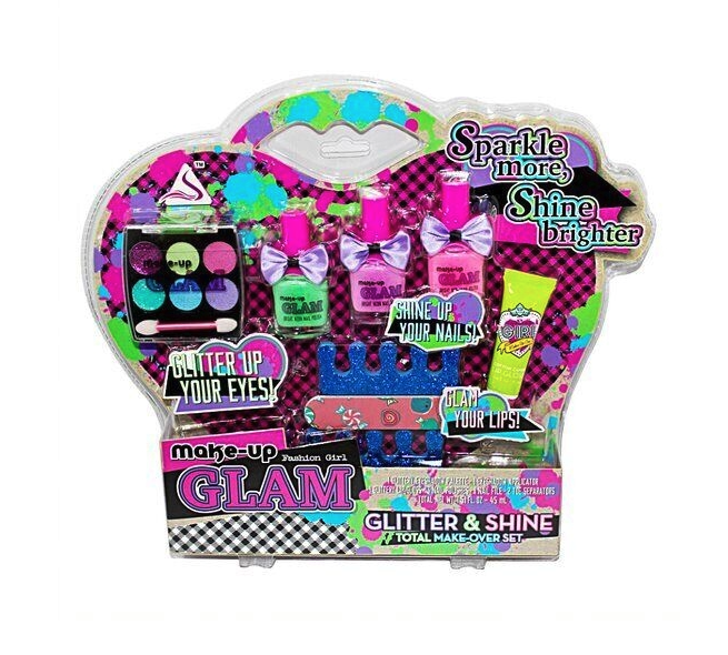 Set manichiura si machiaj cu farduri si gloss pentru fetite, charm glam