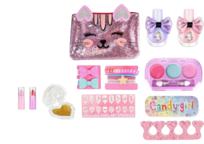 Set machiaj, manichiura unghii si accesorii de par cu portfard, Pretty Animals [3]