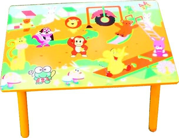 Set masuta cu doua scaune pentru copii, din MDF, portocaliu, 59x39x40 cm [3]