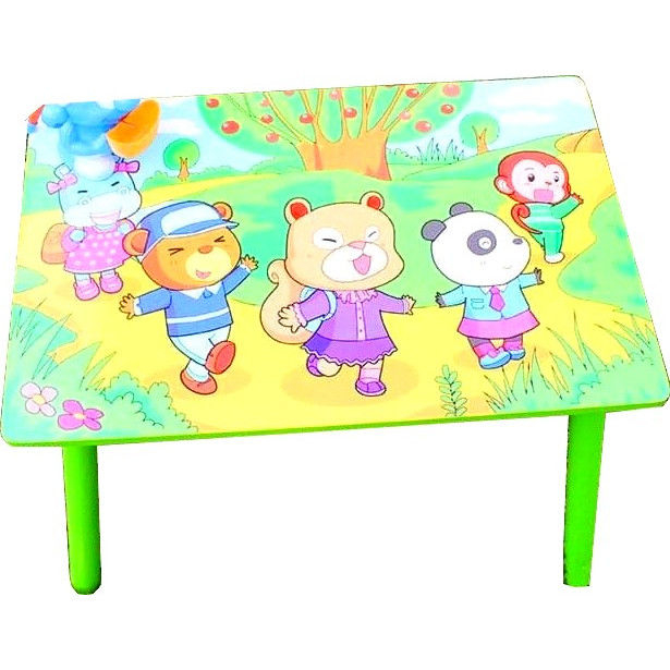 Set masuta cu doua scaune pentru copii, din MDF, verde, 59x39x40 cm [3]
