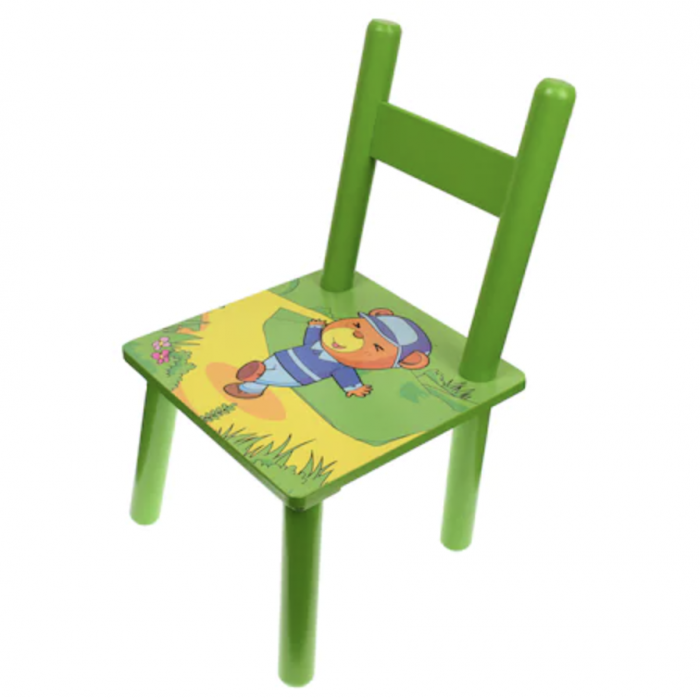 Set masuta cu doua scaune pentru copii, din MDF, verde, 59x39x40 cm [8]
