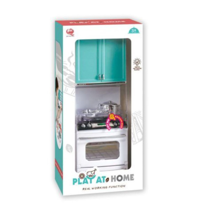 Set mini bucatarie Play at Home cu aragaz, cuptor si accesorii, alb-vernil, 35 cm, +3 ani [3]