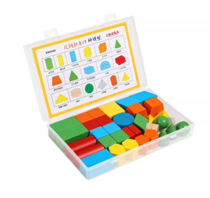 Set Montessori cu 38 Corpuri geometrice, din lemn