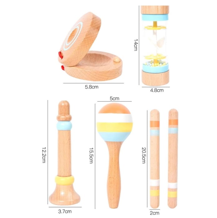 Set Montessori de 9 instrumente muzicale pentru copii, din lemn [6]