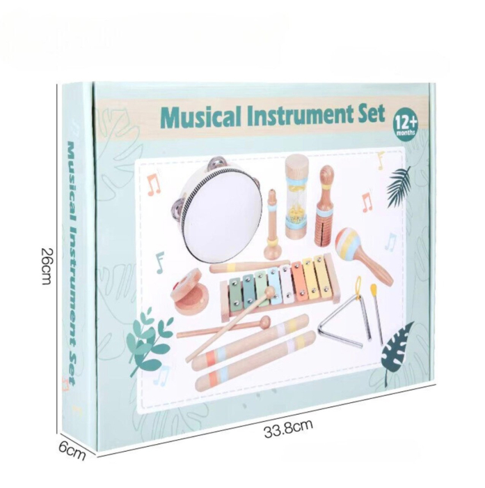 Set Montessori de 9 instrumente muzicale pentru copii, din lemn [9]
