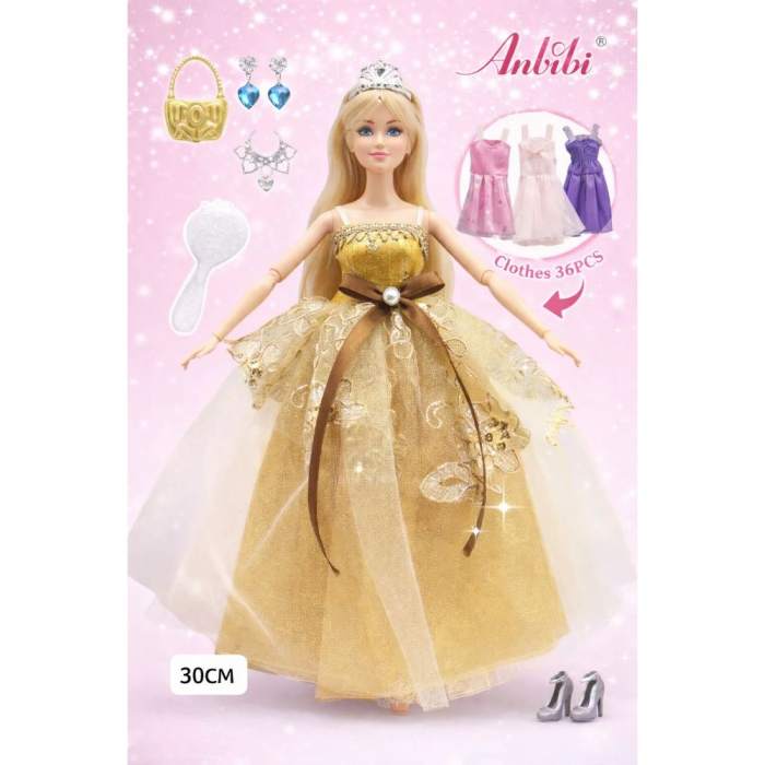 Set Papusa Manechin Anlili Auriu Cu 36 Rochii De Schimb Garderoba Si Accesorii 3 Ani [2]