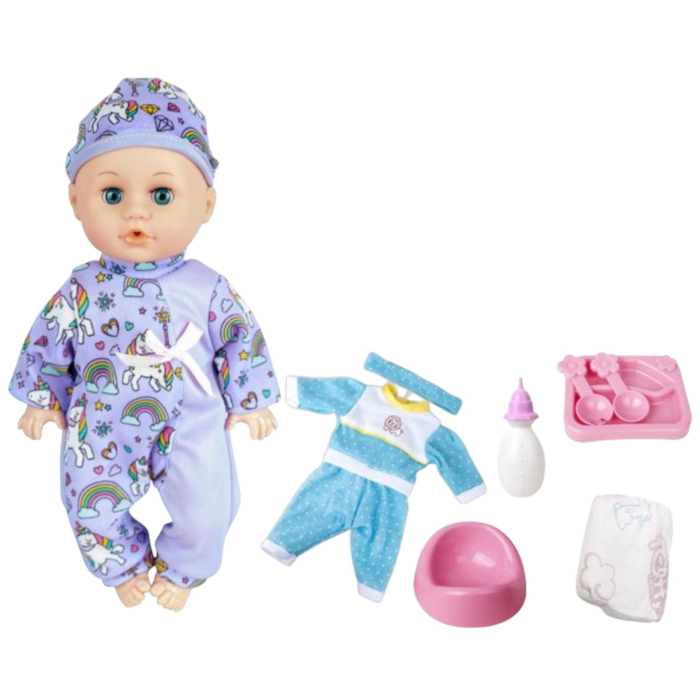Set Papusa mov fara par, 33 cm, cu olita, haine de schimb si sunete in limba romana, +3 ani [3]