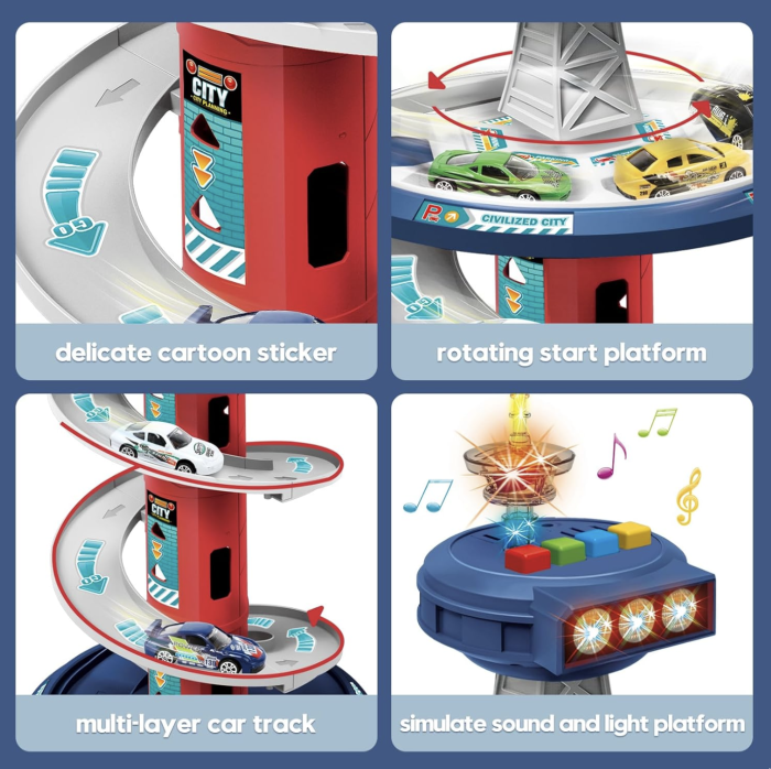 Garaj auto de politie cu pista circulara 3 nivele, sunete, covor si 3 masini, 3+ [4]
