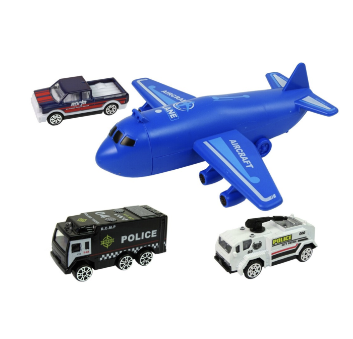 Set parcare politie de jucarie cu lift, lumini si covoras oras, 82 piese [6]