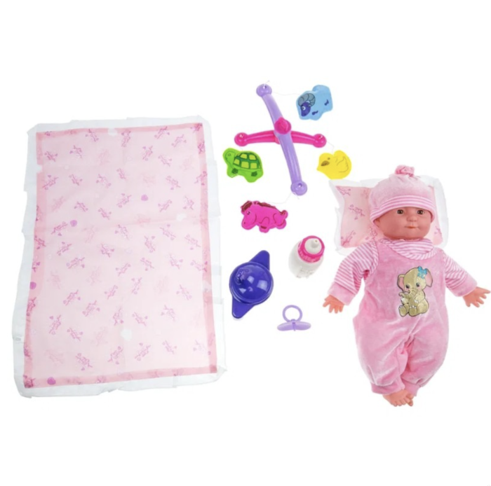 Set patut cu bebelus Sweet Baby cu sunete si accesorii, papusa 35 cm [5]