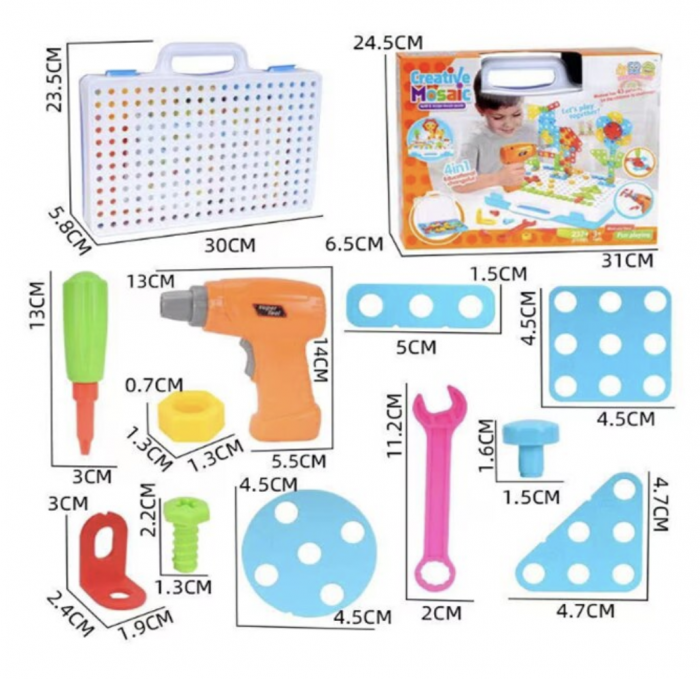 Set constructie copii cu 237 piese si bormasina cu baterii [11]