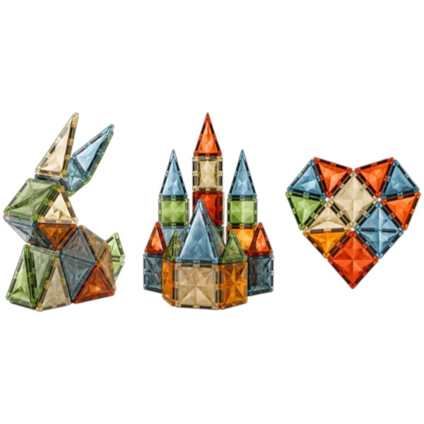 Set placi magnetice de constructie translucide in culori pastel, 50 piese, 3 ani+ [4]