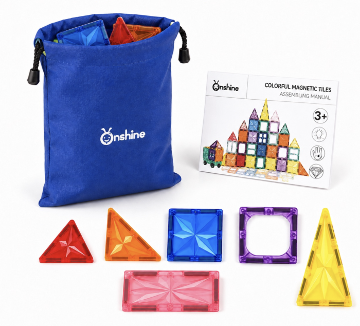 Set placi magnetice de constructie translucide in culori vii, 50 piese, 3 ani+ [4]