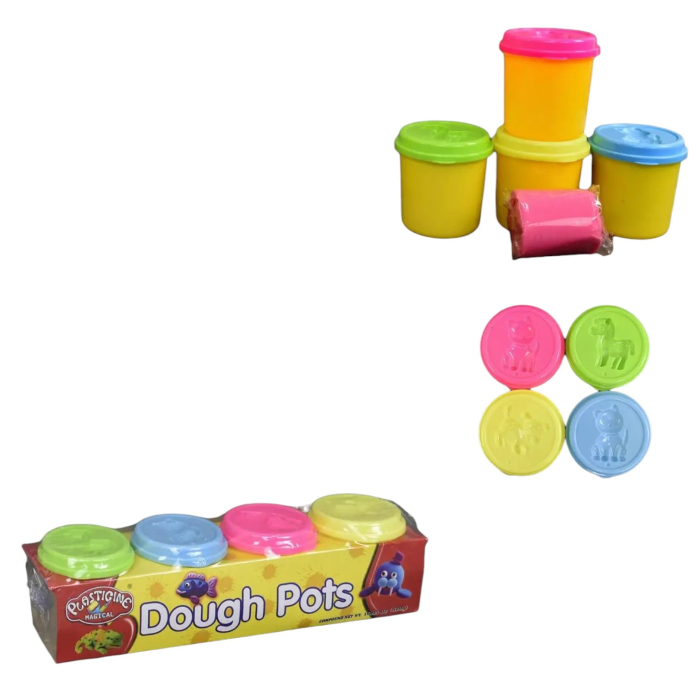 Set Plastilina Colorata cu Stampile 4 Borcane 480g [4]