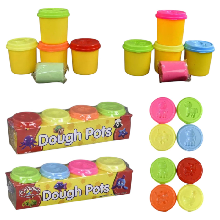Set Plastilina Colorata cu Stampile 4 Borcane 480g [3]
