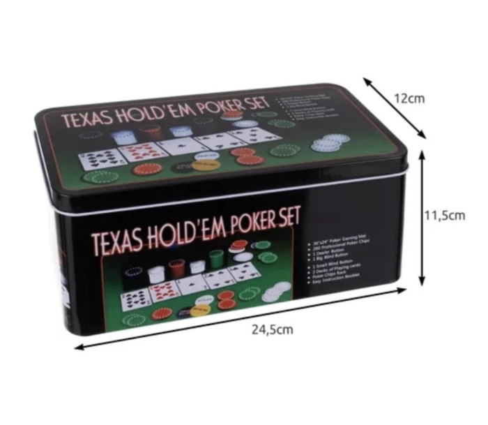 Set Poker Texas Holdem 200 jetoane, 2 pachete carti, covoras, cutie metal [3]