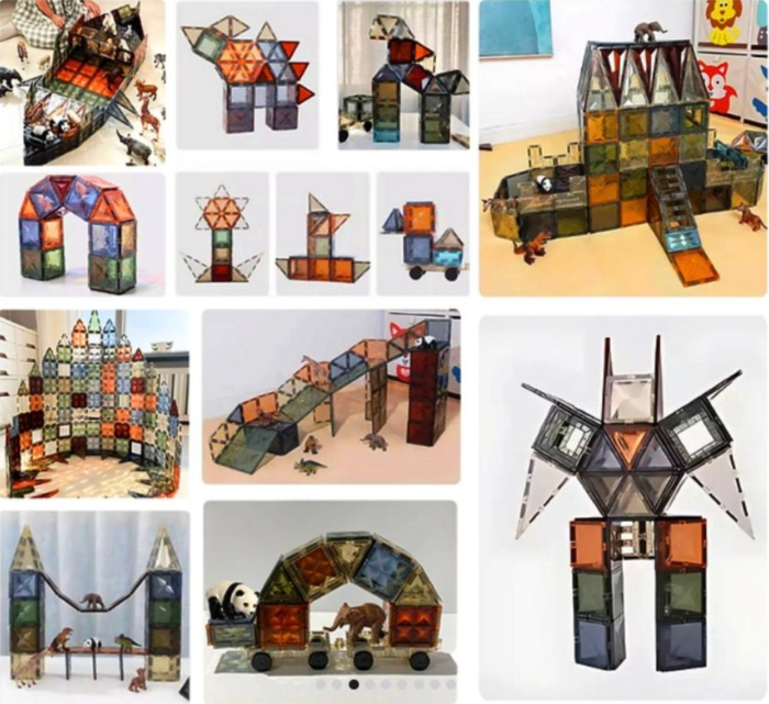 Set STEM 100 Piese Magnetice Transparente de Construit – Magnetic Tiles [5]