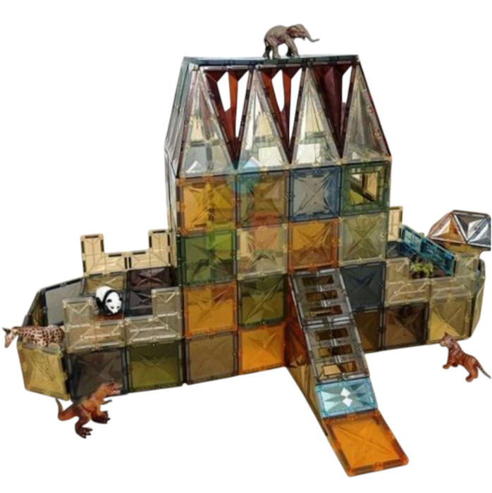Set STEM 50 Piese Magnetice Transparente de Construit ,   Magnetic Tiles