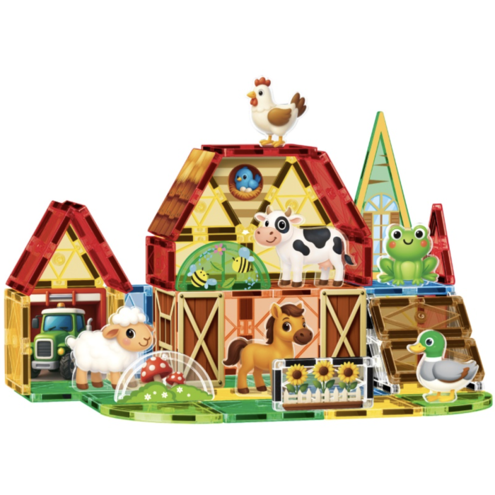 Set STEM Magnetic Tiles Fun Farm cu 54 piese magnetice pentru constructii [3]