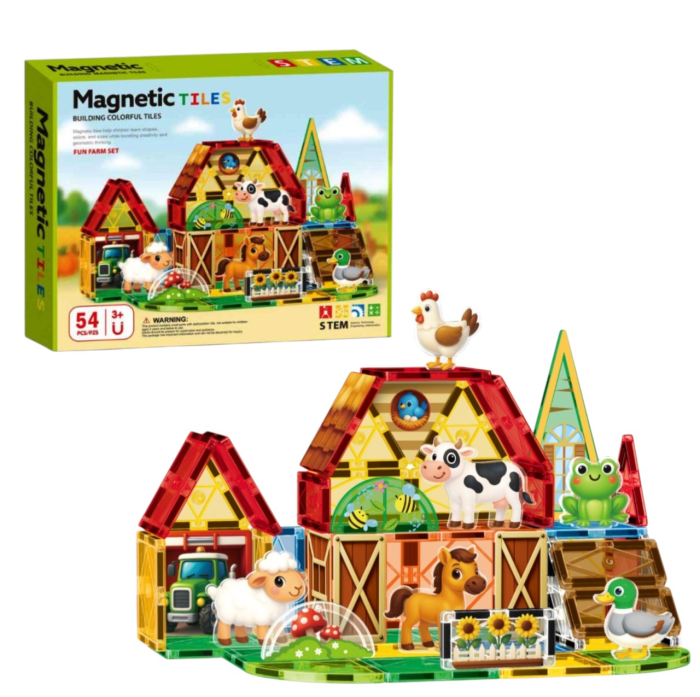 Set STEM Magnetic Tiles Fun Farm cu 54 piese magnetice pentru constructii [2]