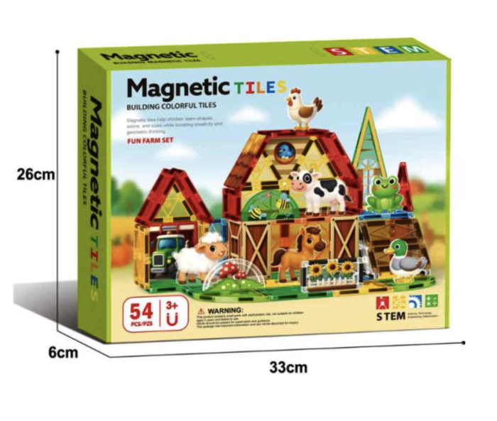Set STEM Magnetic Tiles Fun Farm cu 54 piese magnetice pentru constructii [6]