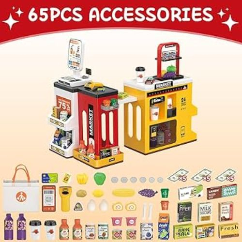 Set Supermarket cu 65 accesorii, stand cu scaner si casa de marcat [3]