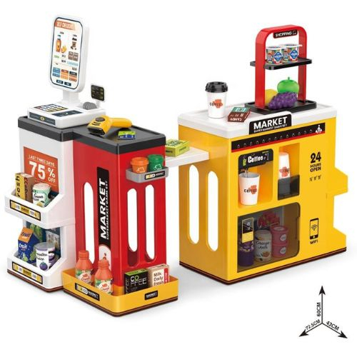 Set Supermarket cu 65 accesorii, stand cu scaner si casa de marcat [5]