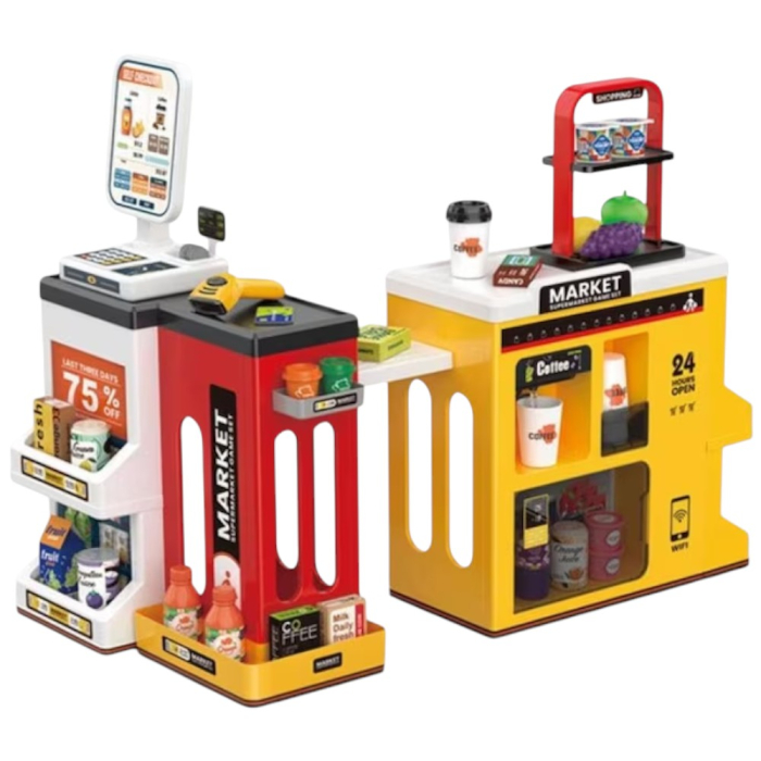 Set Supermarket cu 65 accesorii, stand cu scaner si casa de marcat [1]