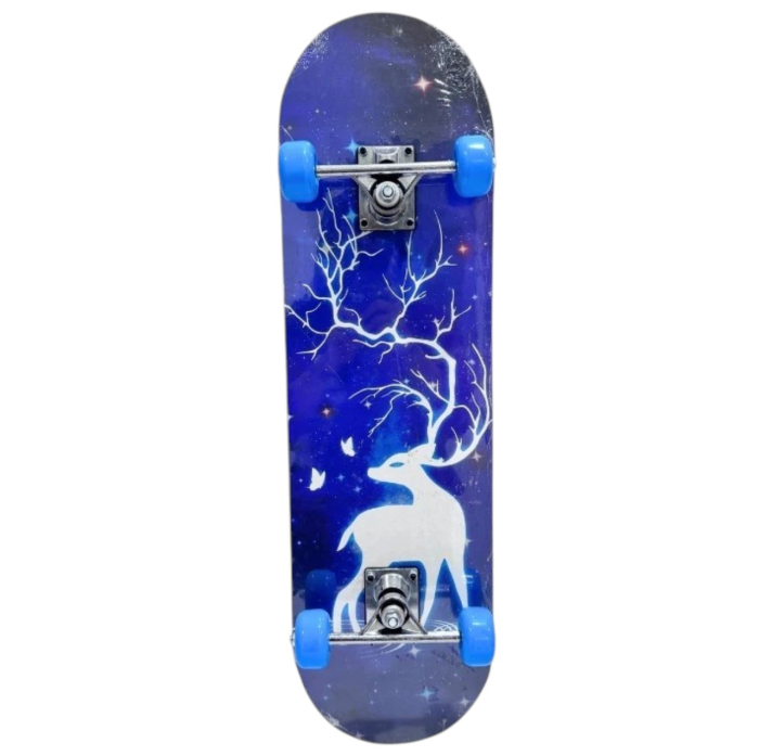Skateboard pentru Copii, din Lemn, 60 cm - Cerb Albastru [2]