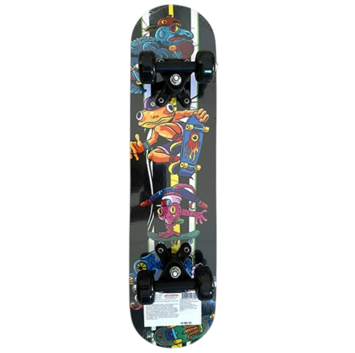 Skateboard pentru Copii, din Lemn, 60 cm - Monster Negru [2]