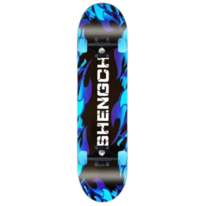 Skateboard pentru Copii, din Lemn, roti cu lumini, 72 cm - Shengohi Albastru inchis [3]