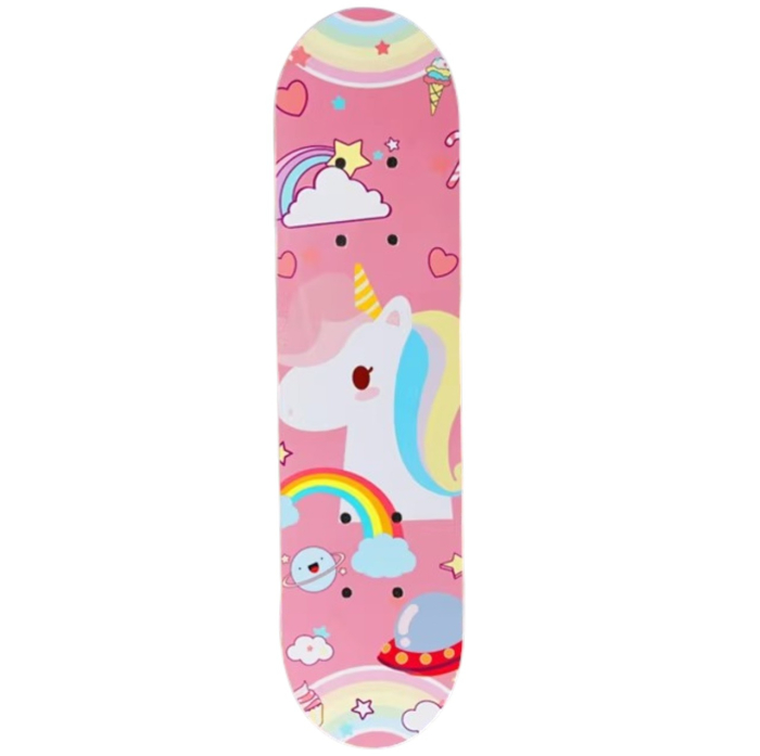 Skateboard pentru Copii, din Lemn, 60 cm - Unicorn Roz [3]