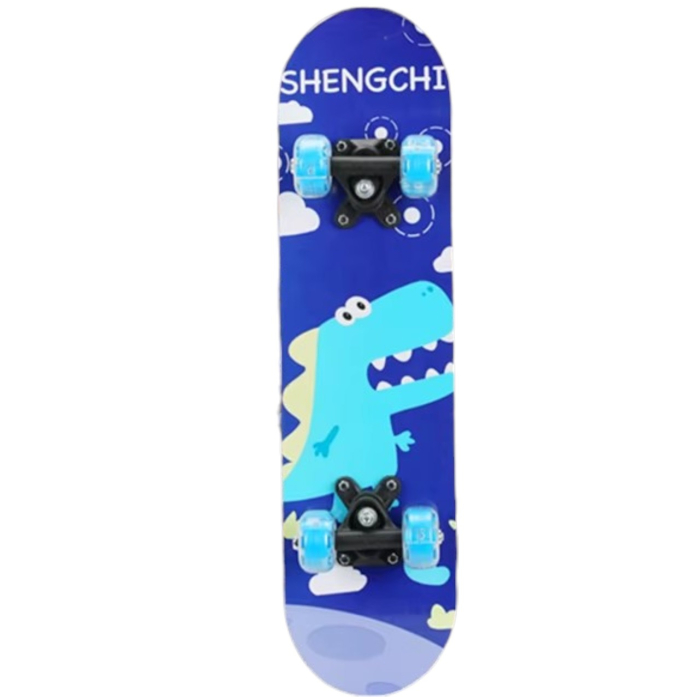 Skateboard pentru Copii, din Lemn, 60 cm - Dino Albastru [2]