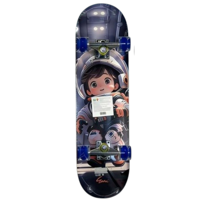 Skateboard pentru Copii, din Lemn, cu roti luminoase, 80 cm - Astronaut [3]