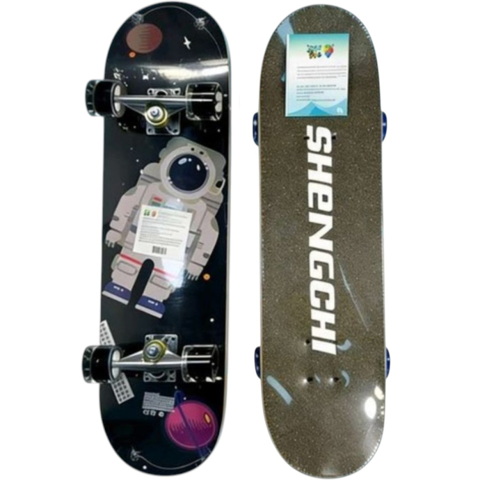 Skateboard pentru Copii, din Lemn, cu roti luminoase, 80 cm - Space [2]