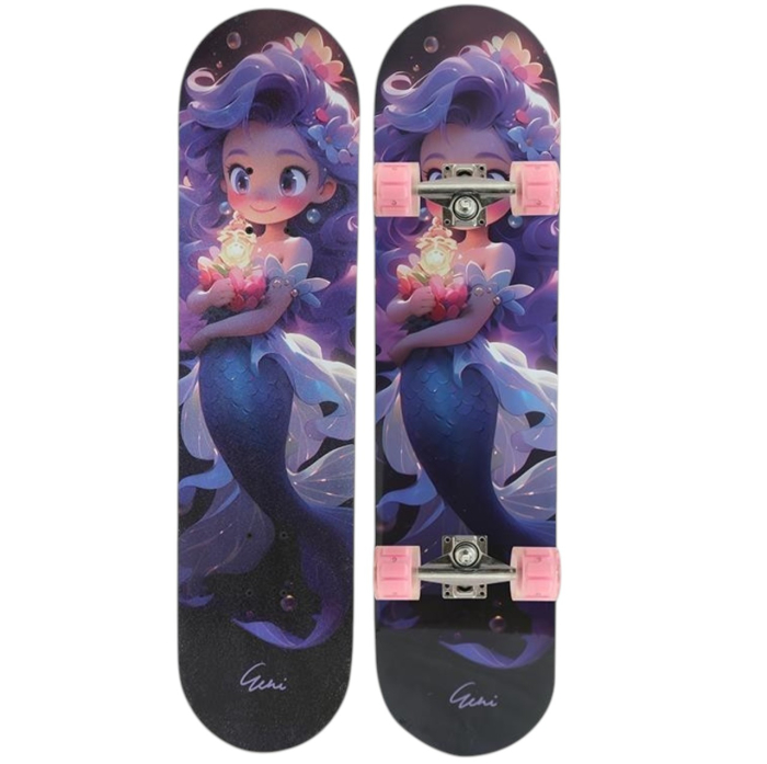 Skateboard pentru Copii, din Lemn, cu roti luminoase, 80 cm - Sirena [2]