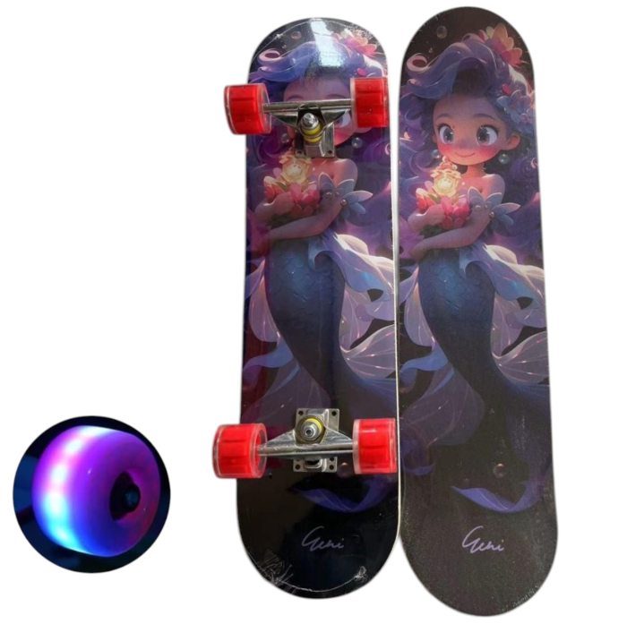 Skateboard pentru Copii, din Lemn, cu roti luminoase, 80 cm - Sirena [3]