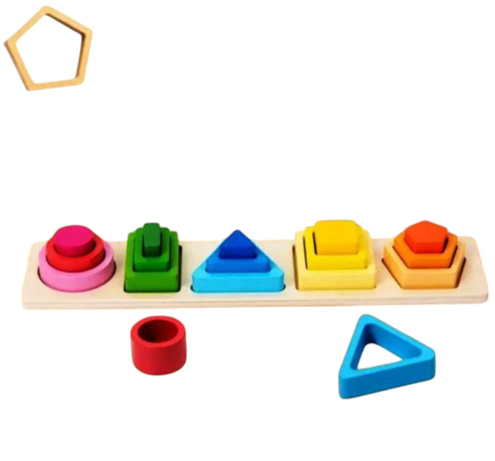 Sortator multistrat Montessori din lemn, 16 piese